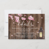 ヴィンテージ ランタン ピンク 花 モチーフ ウェディング 詳細 招待状 (正面)