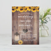 ヴィンテージ ランタン ラスティック ヒマワリ バーンワッド ウェディング 招待状 (スタンド正面)