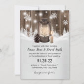 ヴィンテージ ランタン 雪の結晶 冬の森 ウェディング 招待状 (正面)