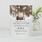 ヴィンテージ ランタン 雪の結晶 冬の森 ウェディング 招待状 (スタンド正面)