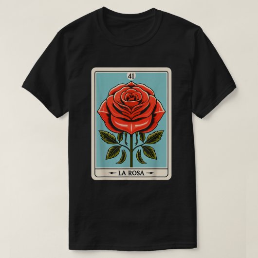 ヴィンテージ ラ・ロサ ビンゴ カード ローズ デザイン Tシャツ (デザイン正面)