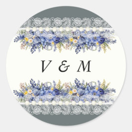 ヴィンテージ ラ lace And Pearls フラワーの結婚式 ステッカー