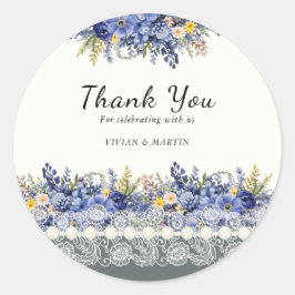 ヴィンテージ ラ lace And Pearls フラワーレター ありがとう スティッカー ラウンドシール