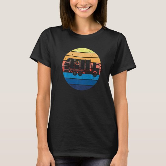 ヴィンテージ リサイクル ゴミ収集車 ゴミ収集員 車両 Tシャツ (正面)