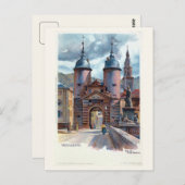 ヴィンテージ リソグラフ ハイデルベルク オールド ブリッジ ゲート ポストカード (正面/裏面)