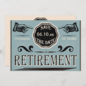 ヴィンテージ・リタイアメント・パーティーのご案内 保存日付 招待状 (正面/裏面)
