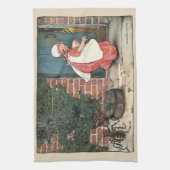 ヴィンテージ リトル ミス マフフィット スパイダー ナーセリーライム キッチンタオル (縦)