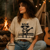 ヴィンテージ リノカット・アライグマのフェンス上のバンジョー演奏 トライブレンドTシャツ