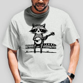 ヴィンテージ リノカット・アライグマのフェンス上のバンジョー演奏 トライブレンドTシャツ