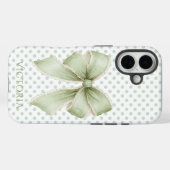 ヴィンテージ リボン ドット 柄 パーソナライズ Case-Mate iPhoneケース (裏面 (横))