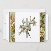 ヴィンテージ リリー 十字架 カトリック 結婚式 招待状 (正面)