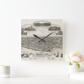 ヴィンテージ・リ・ナラガンセットの絵図（1888年） スクエア壁時計 (ホーム)