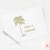 ヴィンテージ ルック ココナッツ パーム ツリー スクエアシール (封筒)