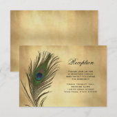 ヴィンテージ ルック ペコック フェザー レセプション 情報 カード (正面/裏面)