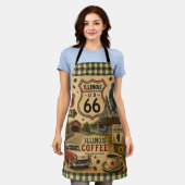 ヴィンテージ ルート66 イリノイ コーヒー エプロン (着用した状態)