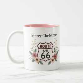 ヴィンテージ ルート66 クリスマス フローラル コーヒーモーニング ツートーンマグカップ