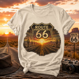 ヴィンテージ ルート66 デザートサンセット レトロ アメリカーナ Tシャツ