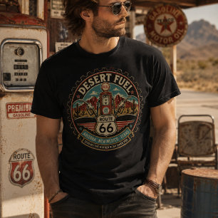 ヴィンテージ ルート66 デザートフューエル ガソリンスタンド メカニック Tシャツ
