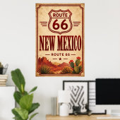 ヴィンテージ ルート66 ニューメキシコ砂漠の旅の芸術 ポスター (ホームオフィス)