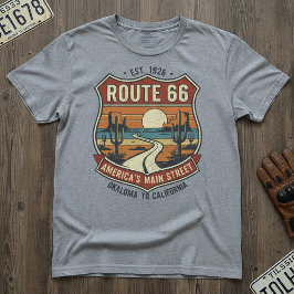 ヴィンテージ ルート66 - レトロ オクラホマからカリフォルニアへ Tシャツ