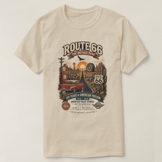 ヴィンテージ ルート66 100周年記念 Tシャツ (デザイン正面)