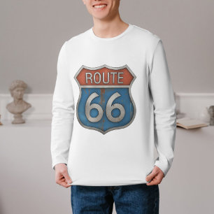 ヴィンテージ ルート66 Tシャツ   レトロ道路標識ギフト テ