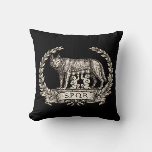 ヴィンテージ ルーパ・カピトリーナ ロムルス レムス SPQR エンブレム クッション (正面)