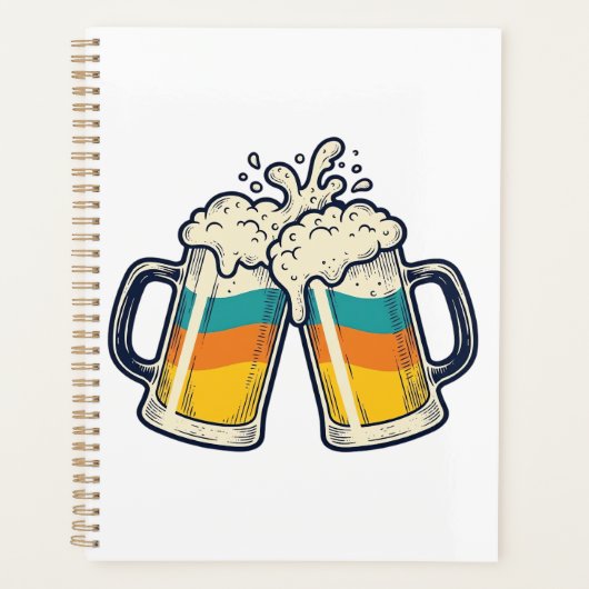 ヴィンテージ レインボー ビール マグ Cheers ベクターTシャツ_1 プランナー手帳 (正面)