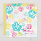 ヴィンテージ/レイ/ルアウ/ハイビスカス ウェディング 招待状 (正面/裏面)