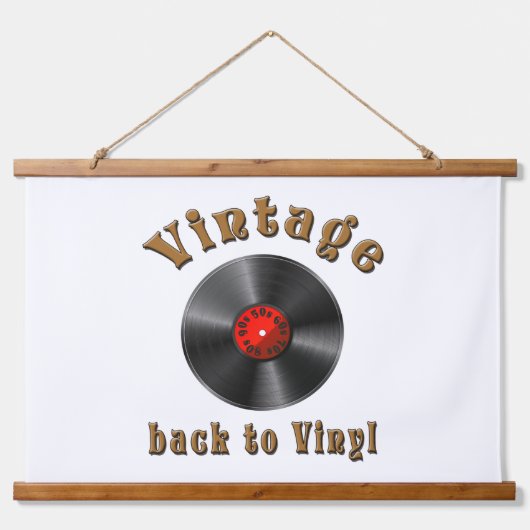 ヴィンテージ – レコードが戻ったビニールに戻る 吊り下げ型タペストリー (正面)