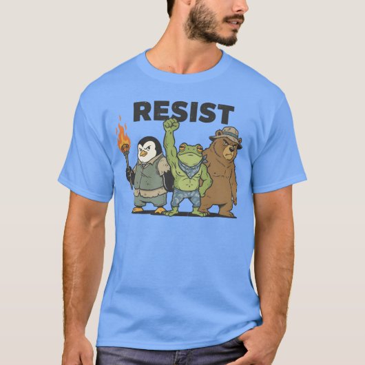 ヴィンテージ レジスト アニマルズ カエル ペンギン クマ 友達 Tシャツ (正面)