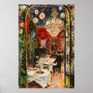 ヴィンテージ レストラン インテリア プリント エレガント ダイナー