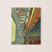 ヴィンテージ レストラン、レトロなロードサイド ダイナー内部 ジグソーパズル (縦)