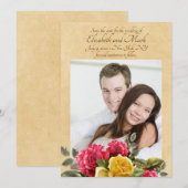 ヴィンテージ レッドとイエローのバラの写真 保存日付 セーブザデート (正面/裏面)