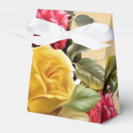 ヴィンテージ レッドとイエローのバラの花束 フェイバーボックス