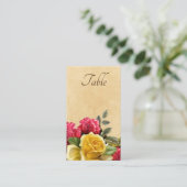ヴィンテージ レッドとイエローのバラの花 プレイスカード (スタンド正面)