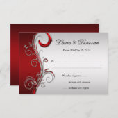 ヴィンテージ レッドとシルバー オルネート RSVP (正面/裏面)