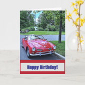 ヴィンテージ・レッドカーの誕生日 カード (黄色い花)