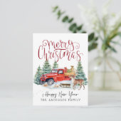ヴィンテージ レッドトラック クリスマス ポストカード (スタンド正面)