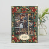 ヴィンテージ レッドベリー 植物 Christmas 写真 シーズンカード (スタンド正面)