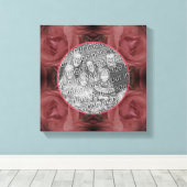 ヴィンテージ レッドローズの花 自分だけの写真を作成 , 美しい赤いバラの花が満開の抽象的な自然アー キャンバスプリント (インサイチュ (ウッドフロア))