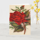 ヴィンテージ、レッドローズ誕生日カード カード (黄色い花)