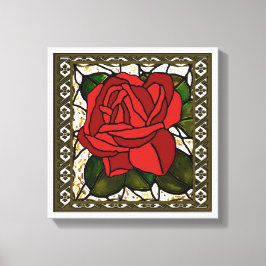 ヴィンテージ レッドローズ アートデコ キャンバスプリント