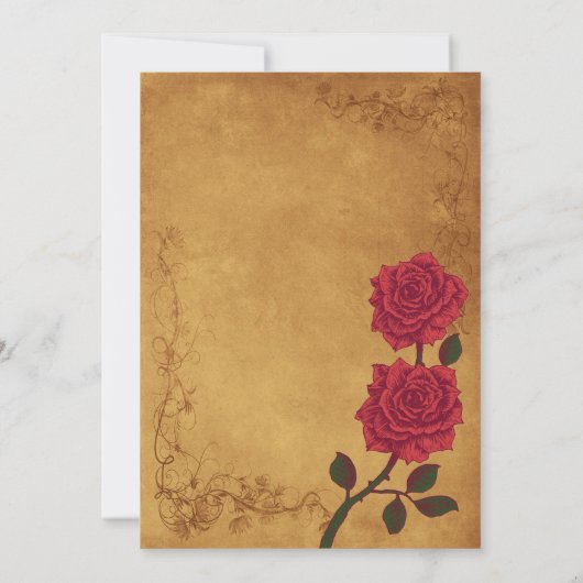 ヴィンテージ レッドローズ ウェディング 招待状 (裏面)