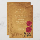 ヴィンテージ レッドローズ ウェディング 招待状 (正面/裏面)