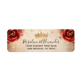 ヴィンテージ レッドローズ ブラックゴールド クラウン 返送先住所 ラベル