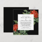 ヴィンテージ レッドローズ ボタニカル ウェディング 招待状 (正面/裏面)