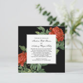 ヴィンテージ レッドローズ ボタニカル ウェディング 招待状 (スタンド正面)