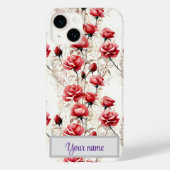 ヴィンテージ レッドローズ 水彩 iPhoneケース Case-Mate iPhoneケース (裏面)