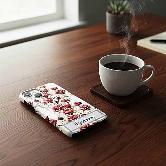 ヴィンテージ レッドローズ 水彩 iPhoneケース Case-Mate iPhoneケース